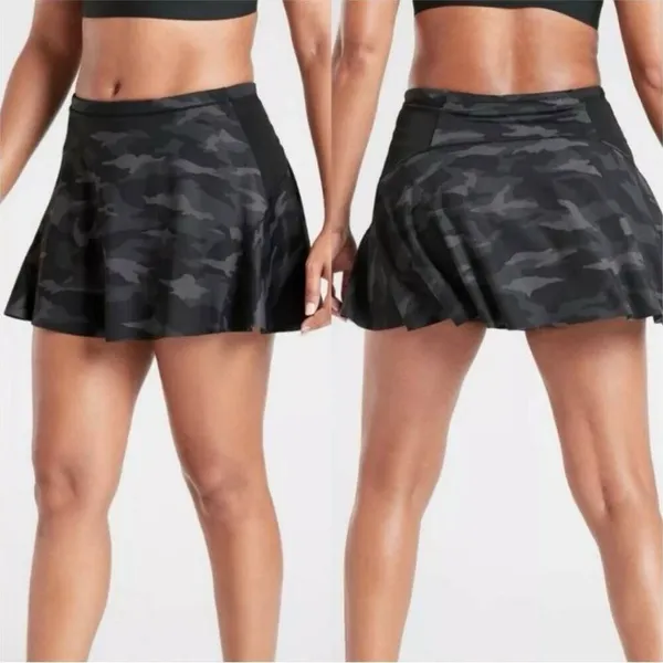 Athleta‎ Match Point Printed Skort Camo Black Gray Large - Image 2