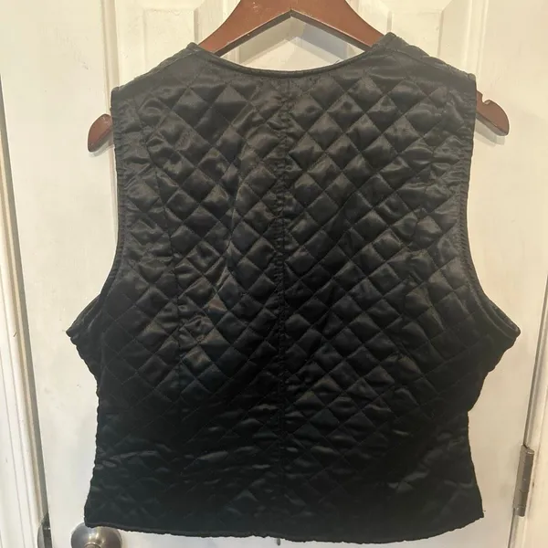Limited Vest Womens large Black Leather Zip Front Pockets Biker Vintage 90s - Image 4
