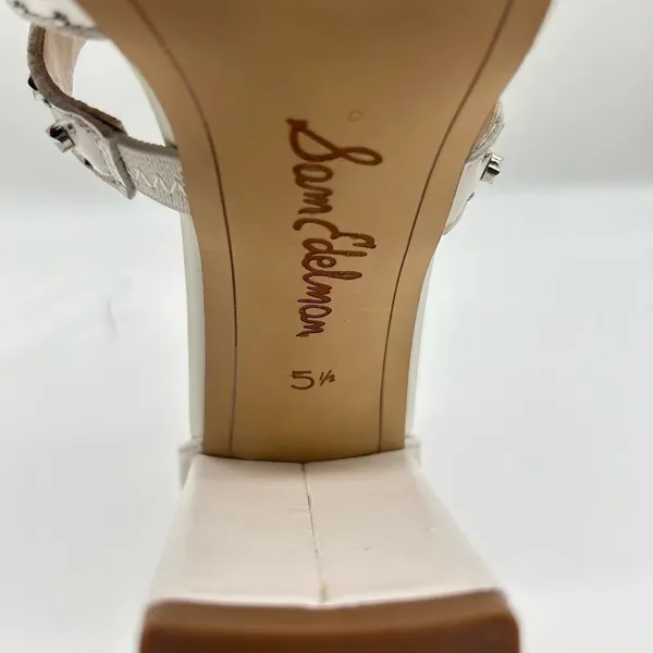Sam Edelman Heels Womens 5.5 White Leather Yasha‎ Studs Strappy Heels Sandals - Image 6