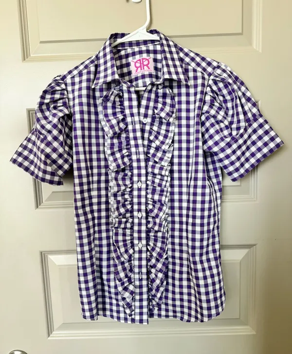Double R by Ravi Ratan Purple gingham top - Image 2