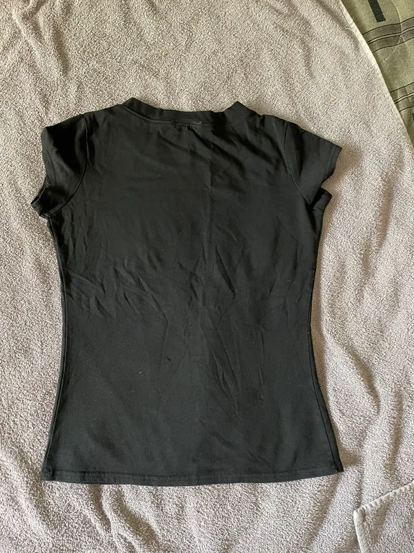 Bebe BLACK Women's Rhinestone Logo Short Sleeve Tee - Image 4