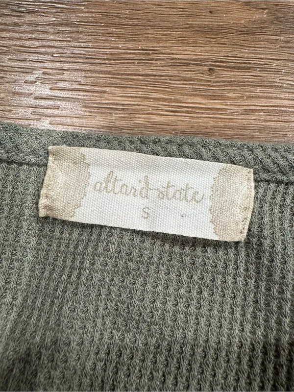ALTAR’D STATE Fairy Pale Green Long Sleeve Pleated Babydoll Blouse | Size Small - Image 2