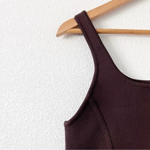 Aritzia Babaton Sculpt Knit Rich Mocha Brown Bodycon Seam Detail Mini Dress - Image 5