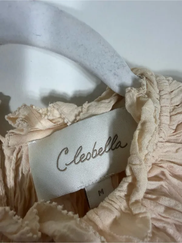Anthropologie Cleobella Magda Smocked Mini Dress Cream Tan Medium - Image 6