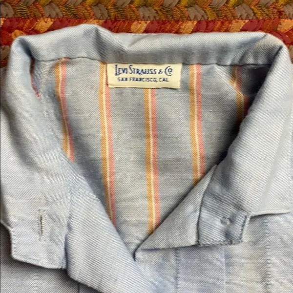 60s VTG LEVI STRAUSS STRIPE BUTTON UP LONG SLEEVE MID CENTURY - Image 3
