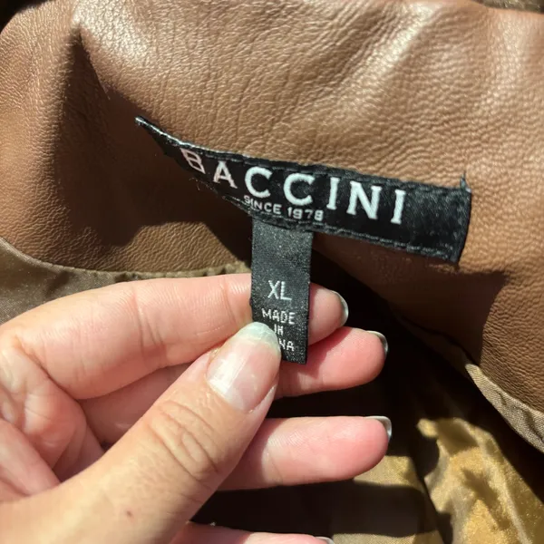 Baccini Brown Faux Leather + Fur Trim Coat - Image 9