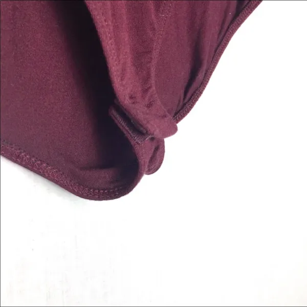 Solemio Maroon Lace Up Snap Bottom Bodysuit Size Small - Image 6