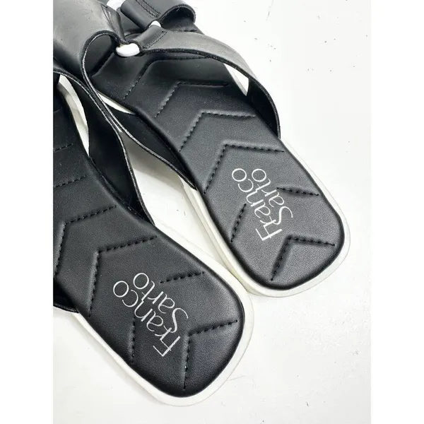 Franco Sarto Sandals Womens Size 9.5 Leather Black/White Open Toe - Image 10