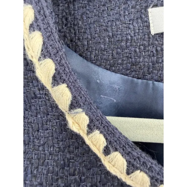 WD.NY Jacket Womens Medium Blue Tweed Scalloped Trim Old‎ Money Professional - Image 4