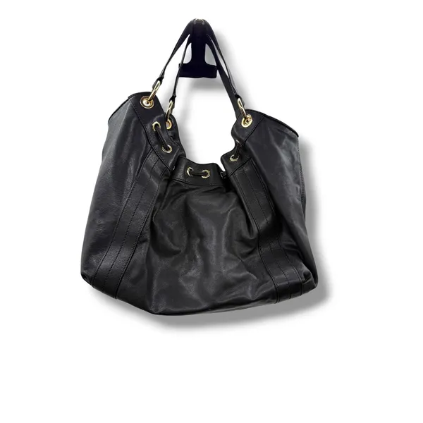 Michael Kors‎ Black Pebbled Leather Hobo Bag Large Gold Hardware Drawstring Y2K - Image 2