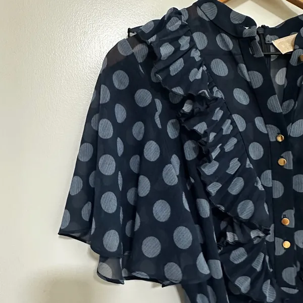 KEEPSAKE THE LABEL |‎ Navy Polka Dot Ruffle Pleated Passion Midi Dress, Size 4 - Image 10