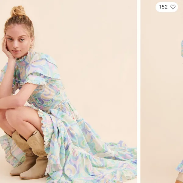 Anthropologie Love And Liberation Tiered Puff-Sleeve Maxi‎ Dress - Image 2