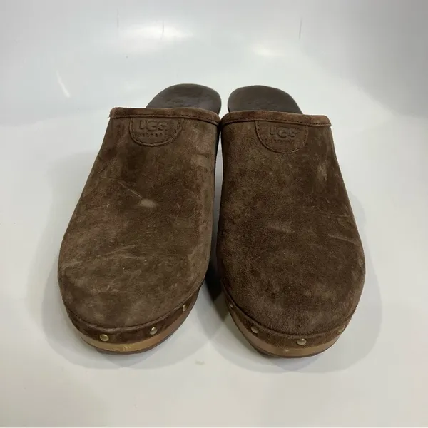 UGG Abbie clog‎ mules brown suede shearling lined women’s size 7 casual boho - Image 3