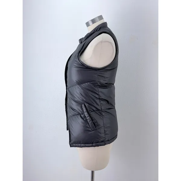 Elizabeth and James Black Down Puffer Vest Quilted Asymmetrical Small - Image 7