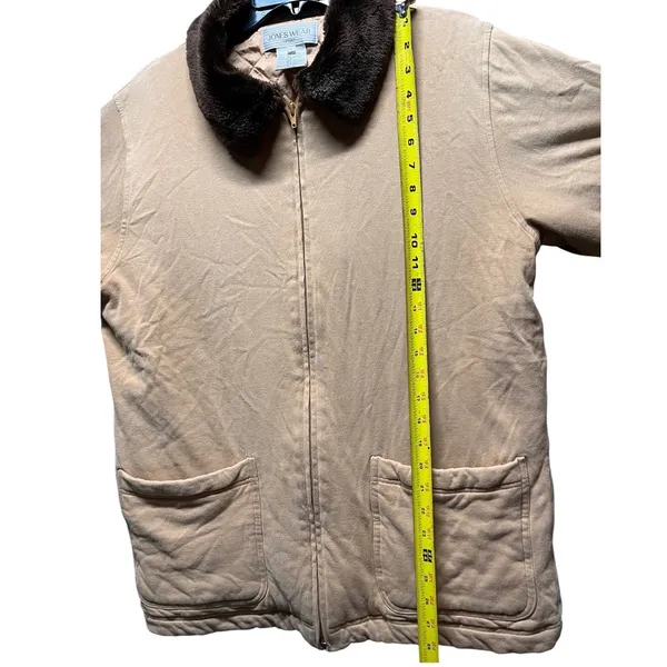 Women's Quilted Barn Jacket Faux Fur Collar Chore Pockets Tan Cotton‎ - Image 5