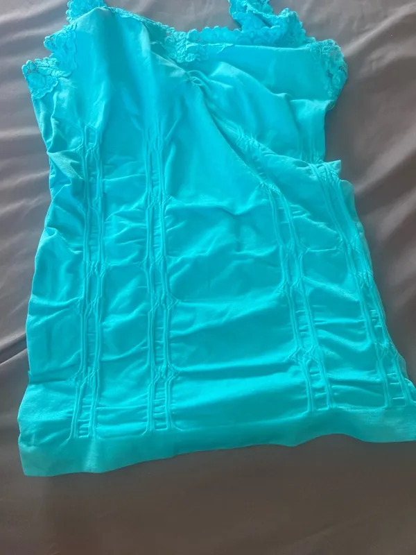 Joe Boxer Lace-Trim Turquoise Camisole Top - Image 3