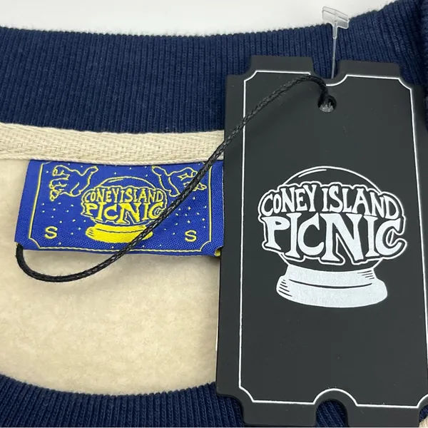 Coney Island Picnic Theater‎ Company Graphic Sweatshirt Womens Small Cream NEW - Image 2