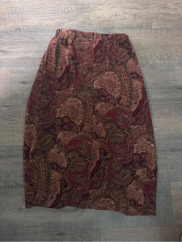 VINTAGE • Orvis • Midi Skirt • Size 6 • Paisley Print • Brown - Image 6