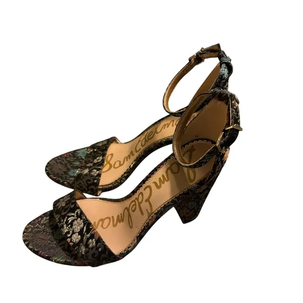 Sam Edelman Women's Yaro Floral Print Block Heel Open Toe Sandal Grey Size 8 - Image 6