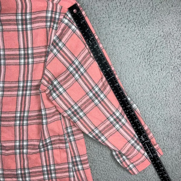 Plaid‎ Button Up Shirt Women 3XL Pink Plaid L/S Casual Western Pastel Layering - Image 5