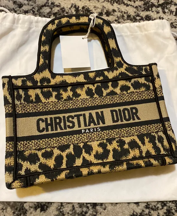 Dior Mini Book Tote Beige Multicolor Mizza Embrodiery - Image 2