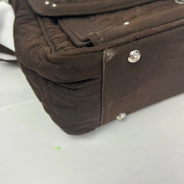 Vera Bradley Brown Quilted Briefcase Messenger Laptop Bag Floral‎ Lining - Image 7