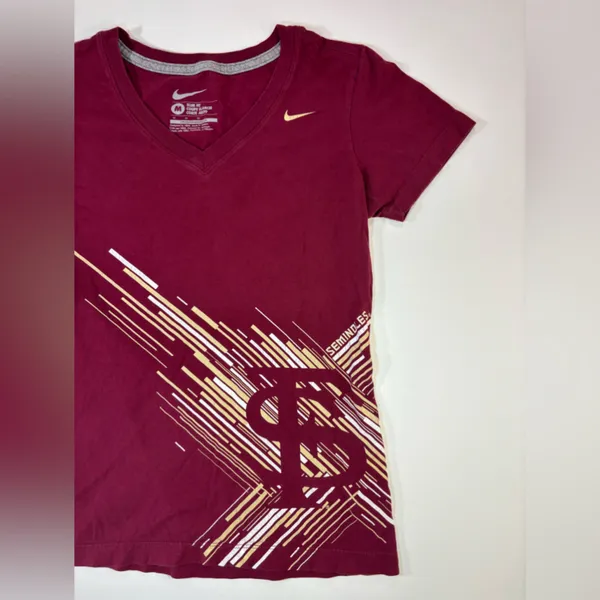 Nike Burgundy Tee with Gold Accents - Image 2