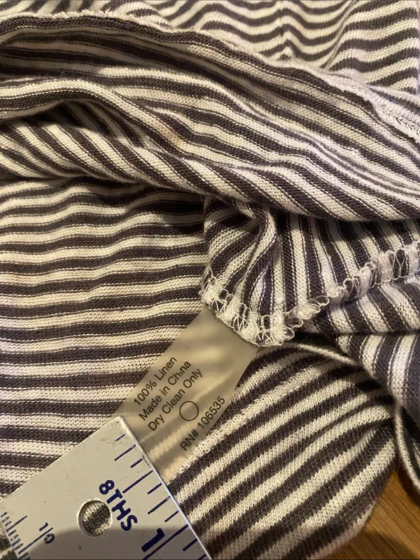 Anthropologie x Sundays Linen Drawstring Dress Gray Stripe Size Medium - Image 4