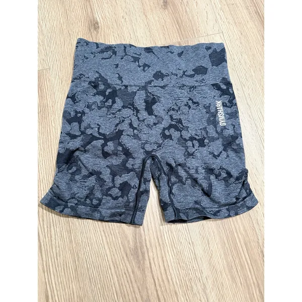 Gymshark Adapt Camo Seamless Biker Shorts Black Grey Ruched Size Small Estimated - Image 2