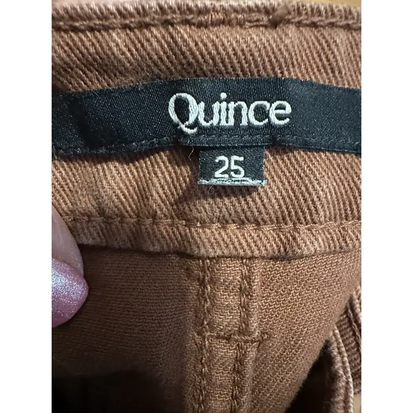 Quince Sz 25‎ Organic Stretch Cotton Twill Wide-Leg Crop Pants Rust Denim #Z6-5 - Image 3