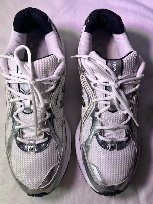 New Balance White & Silver Women's Athletic Sneakers - Image 3
