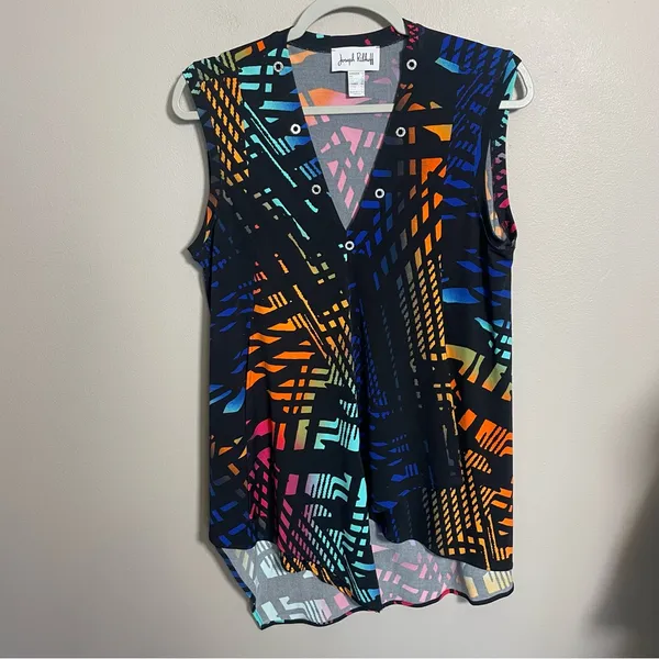 Joseph Ribkoff abstract colorful sleeveless blouse size 10 - Image 10