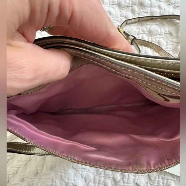 Coach Monogram Crossbody Bag brown tan gold - Image 3