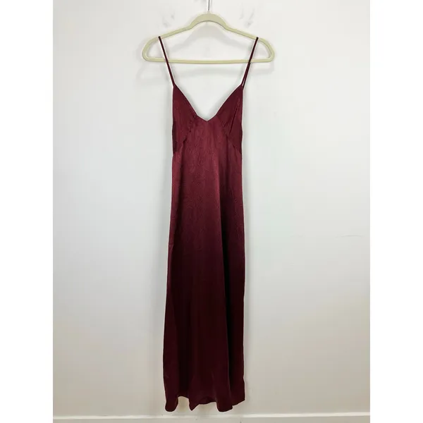 J.Crew Cross Back Dress Textured Satin Slip Burgundy Evening Formal US 14 NWT - Image 5