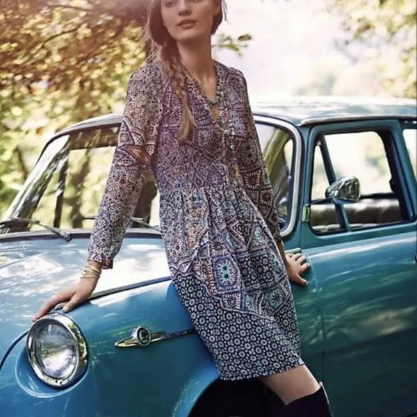 Maeve by Anthropologie Tiled Amethyst Dress Small Boho - Image 10
