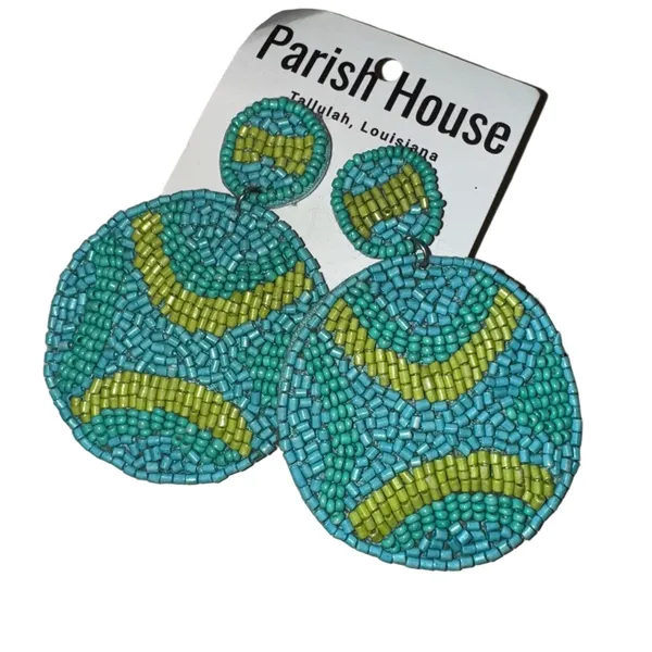 Beaded Earrings disco Blue - Image 2