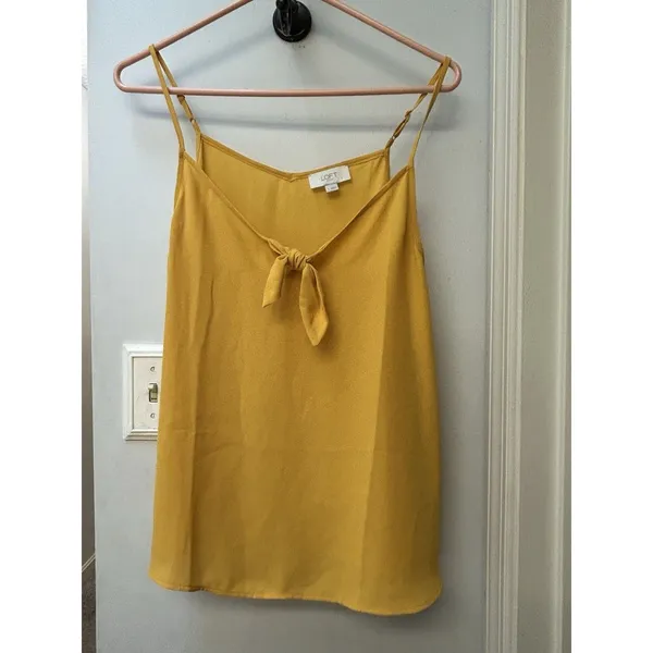 LOFT Outlet Ann Taylor Mustard Yellow Camisole Bow Accent Cami Tank Top Sz S - Image 6