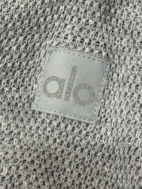Alo Yoga Tennis Club Cardigan Sweater XS Gray Varsity Preppy Athleisure Chic - Image 8