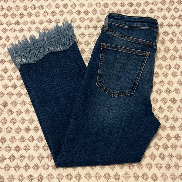 Topshop Moto Dree Frayed Hem Crop Jeans 28 Blue Kick Flare Denim - Image 11