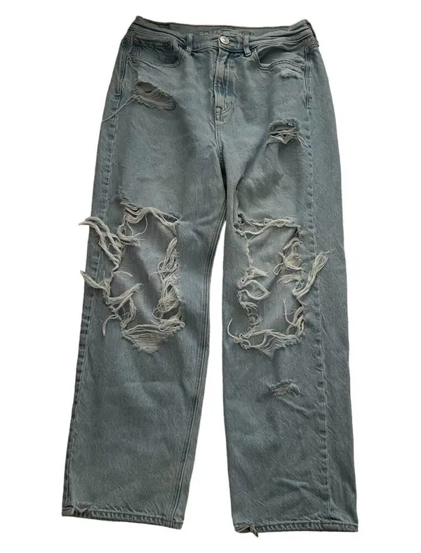 American Eagle Ripped Highest Rise 90s Boyfriend Jean 10 Short Women’s Blue 3648 - Image 2
