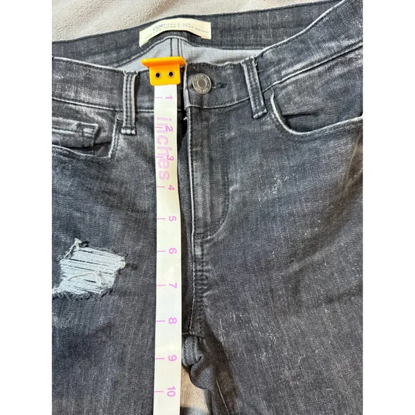 Gap 1969 Size 25 R True Skinny‎ Black Jeans Distressed Women 28" Inseam Low Rise - Image 3