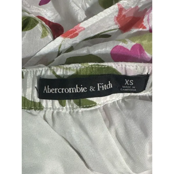 Abercrombie & Fitch Floral XS Tiered Maxi Skirt Women White Pink Red Ruffle - Image 6