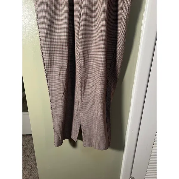 A New Day Womens Sz 6 Wide Leg Dress Pant Trousers Pleated Houndstooth Cream Tan - Image 3