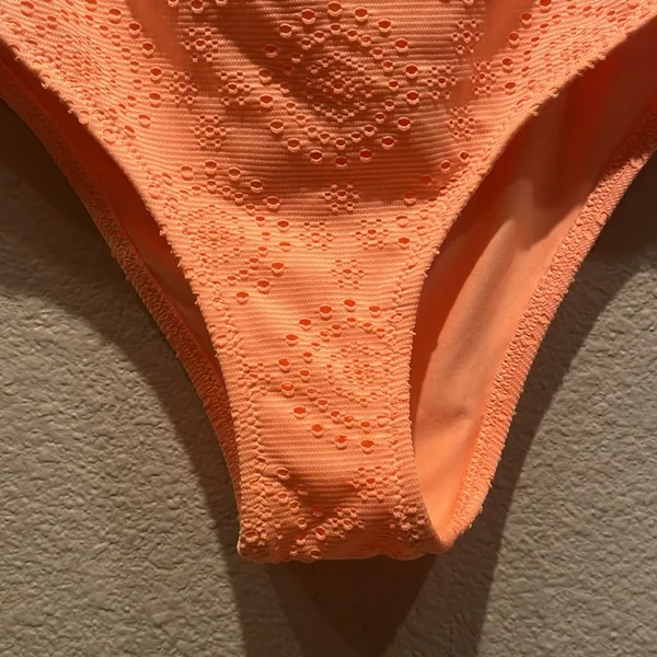 New Aerie Women’s Melon Orange High Rise String Side Tie Bikini Bottoms - Image 4