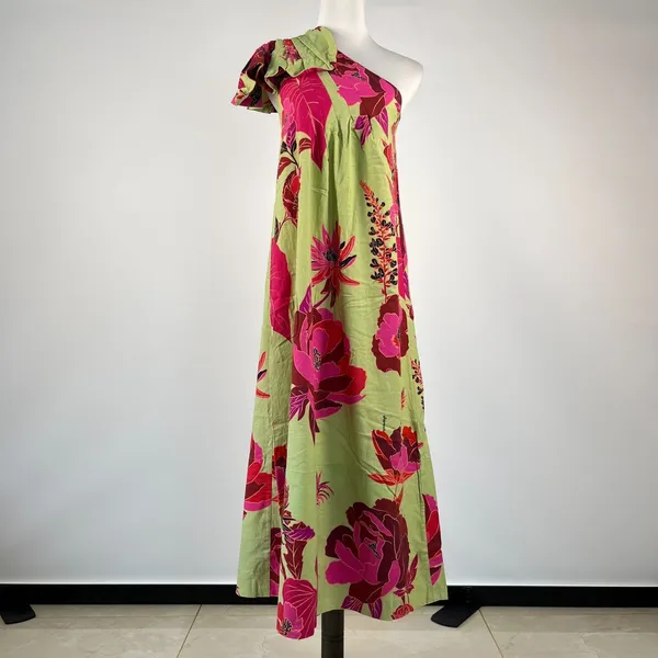 NWOT Farm Rio Fresh Garden One-Shoulder Linen Blend Midi Dress Size XS - Image 2