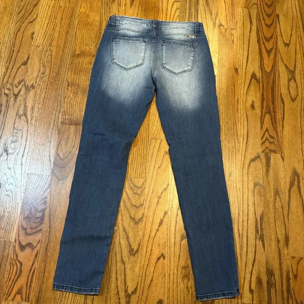 Kancan Womens Jeans Skinny‎ Denim Ripped Distressed Stone Wash Blue 27 - Image 2