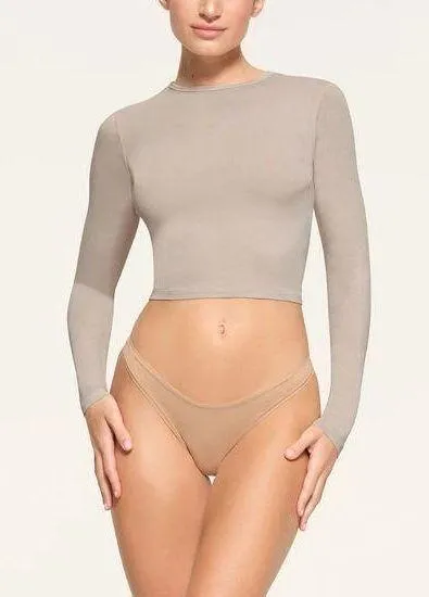 SKIMS Stone Vintage Cropped Long Sleeve S - Image 2