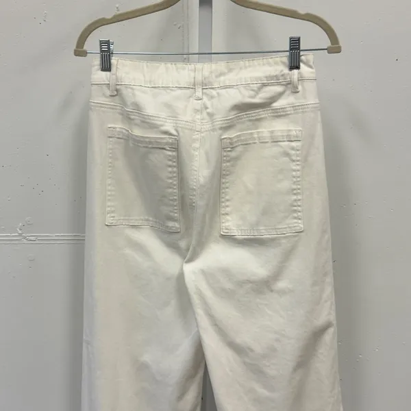 Dokotoo Womens Size 8 Off White Wide Leg Utility Cargo Pants High Rise Denim - Image 5