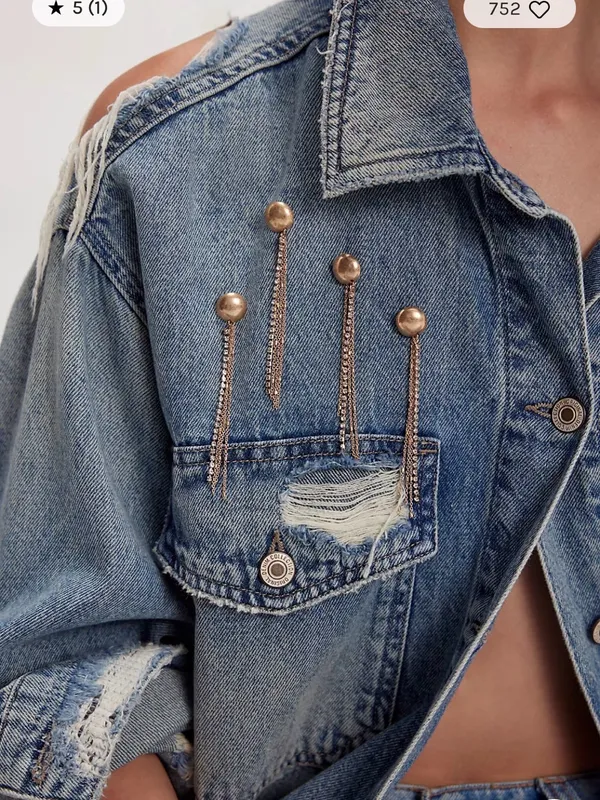 Free People Brandy‎ Fringe Pin Set NWT Gold - Image 2