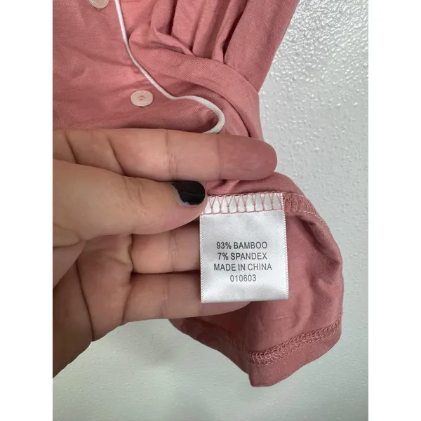 Birdy Grey Dusty‎ Rose Pink Bamboo Pajama Set Short Sleeve Shorts XS 010603 - Image 5